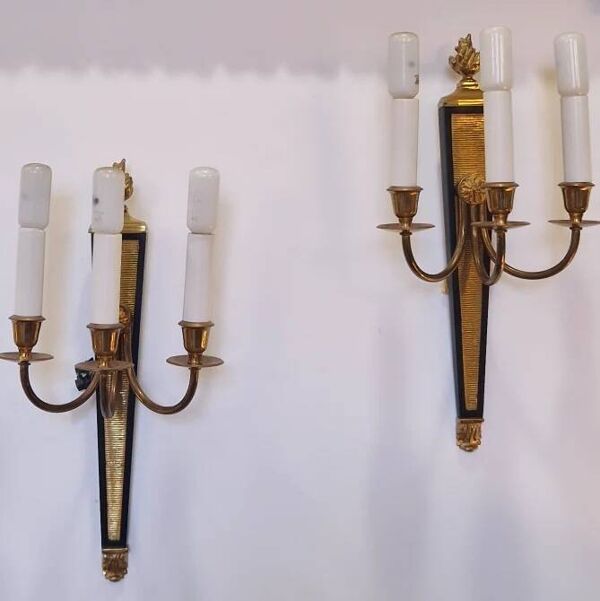 Paire d'Appliques aux flambeaux style Maison Bagués