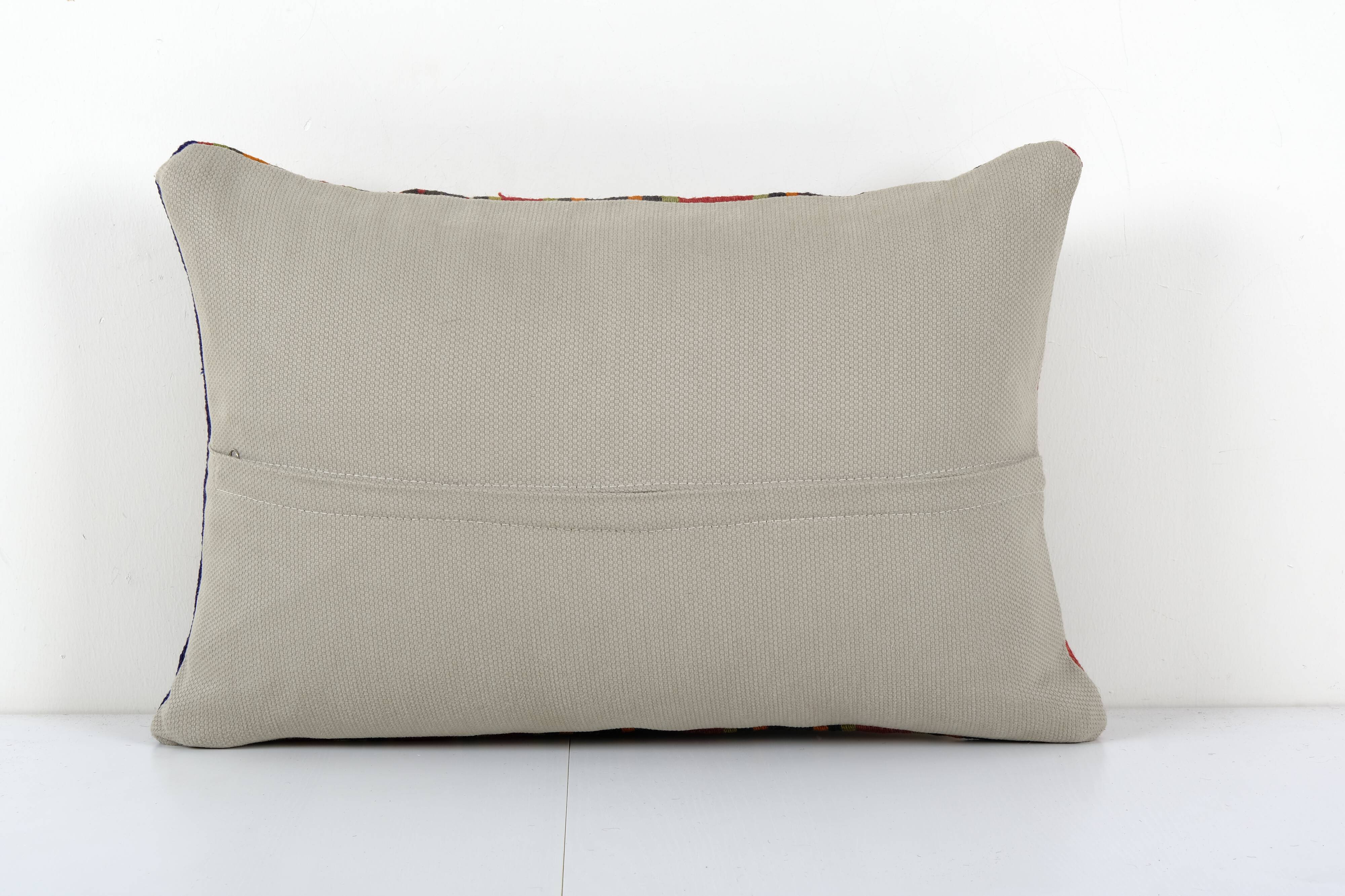 Striped Turkish Kilim Pillow Cover, Cottage Decor Kilim Lumbar Pillow Cover, Unique Patterned Throw