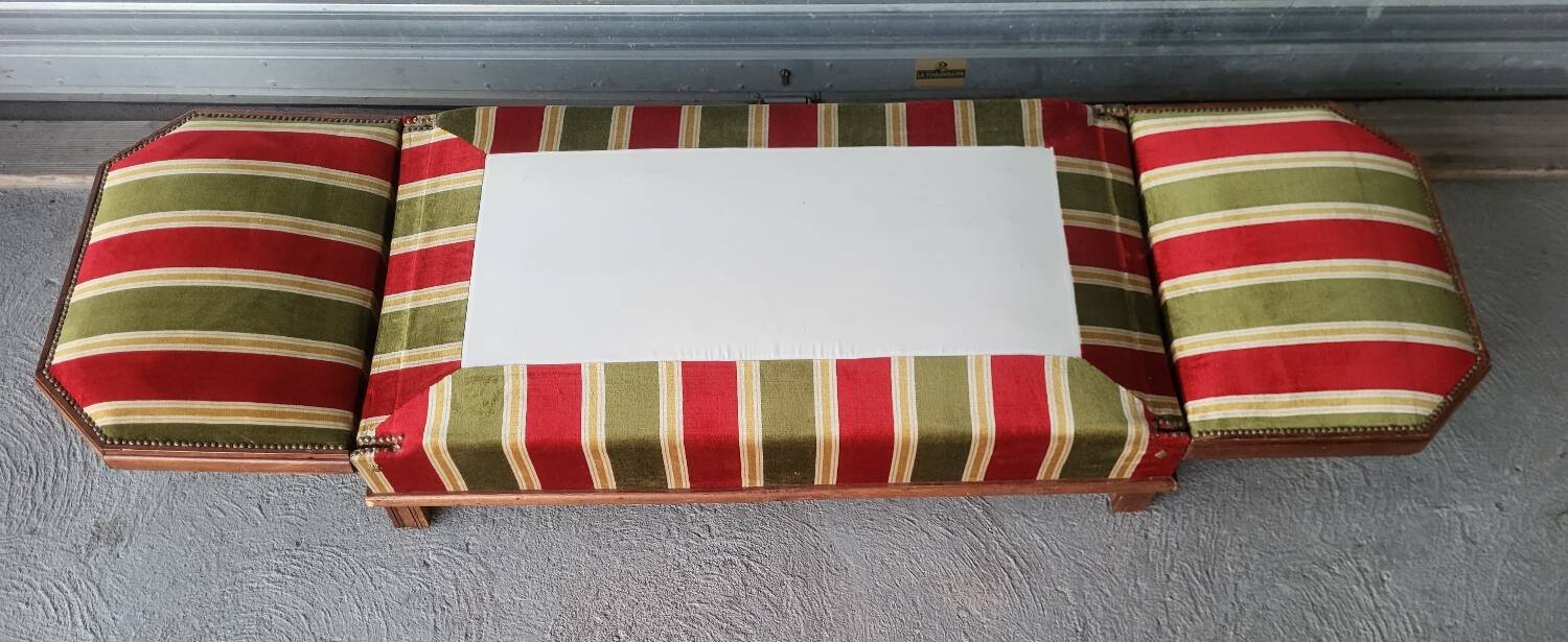 Ensemble banquette, 2 coussins et 2 rideaux Art Déco