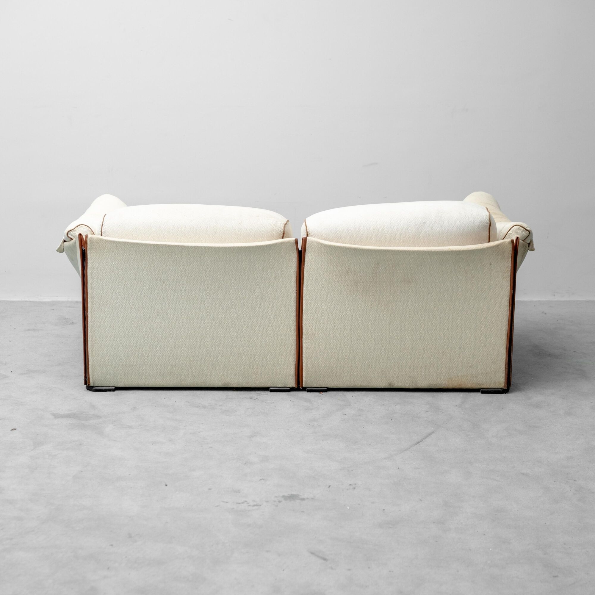 Vintage 2-seater sofa in beige and brown fabric, 1970s modernist