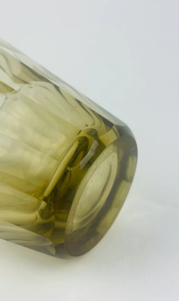 Ellis Berg for Kosta Boda, cut smoky crystal vase, Sweden, 1930