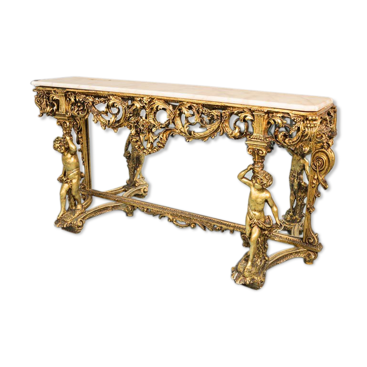 Console in marble gold leaf 50s vintage modern