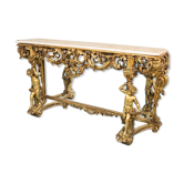 Console in marble gold leaf 50s vintage modern