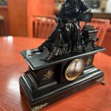 Old Napoleon III clock with bronze statuette