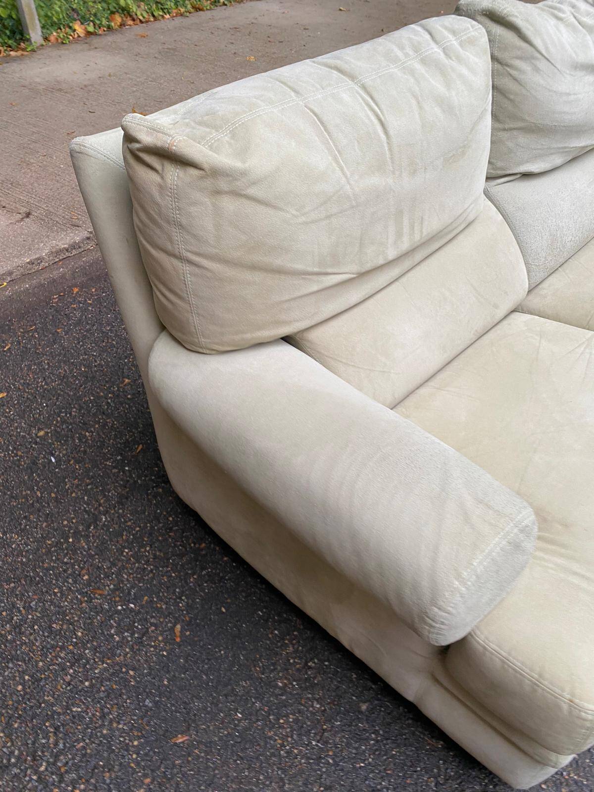 High-end 2-seater sofa duvivier beige nubuck velvet 155cm
