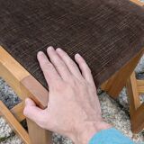 Pair of Maison Regain Elm Sled Chairs, Vintage 1960s