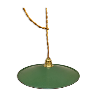 Suspension in green and white enamelled sheet metal new golden threads