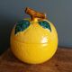Sugar bowl candy dish box lemon in slipware