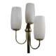 Brass & Teak Three-Light Candelabra Floor Lamp — Scandinavia, 1940s/1950s