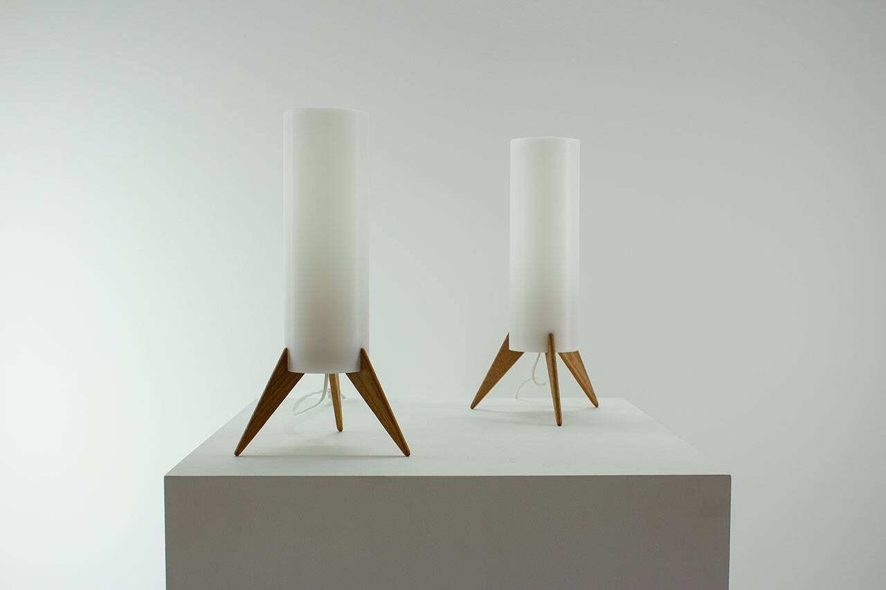 Pair of Raketen table lamps by Luxus, Sweden, 1960s