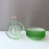 Art Deco glass bowl, 6 pieces, pastel green, bowl, dessert