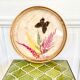 Bamboo butterfly tray and 6 vintage coasters