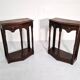 Pair of English 1920s carved oak sidetables