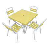 set of table and 4 chairs for garden or terrace in painted metal