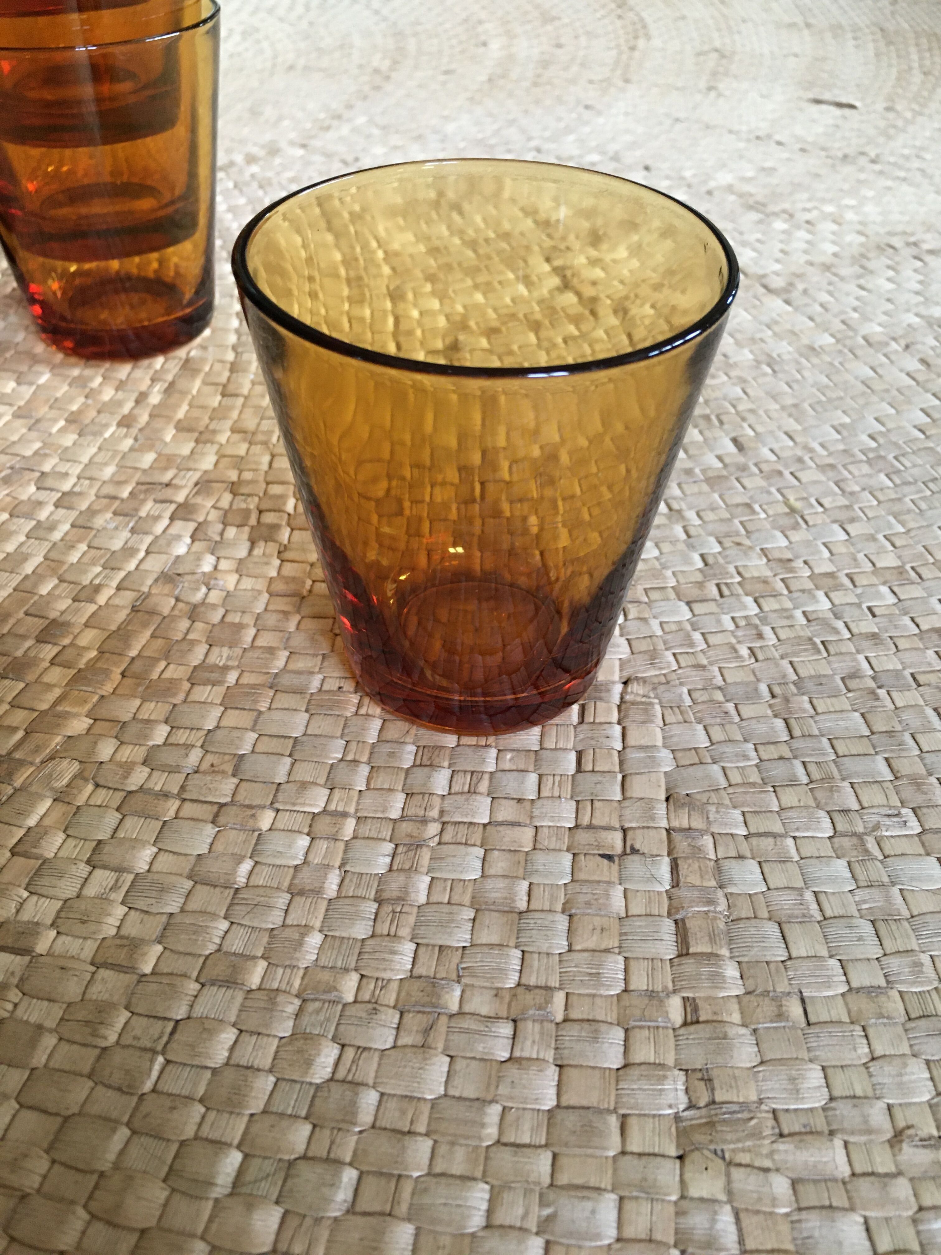 Series of 10 amber glasses
