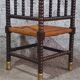 Fireplace corner chair in Louis XIII style, turned wood with braided rush, 19th century.