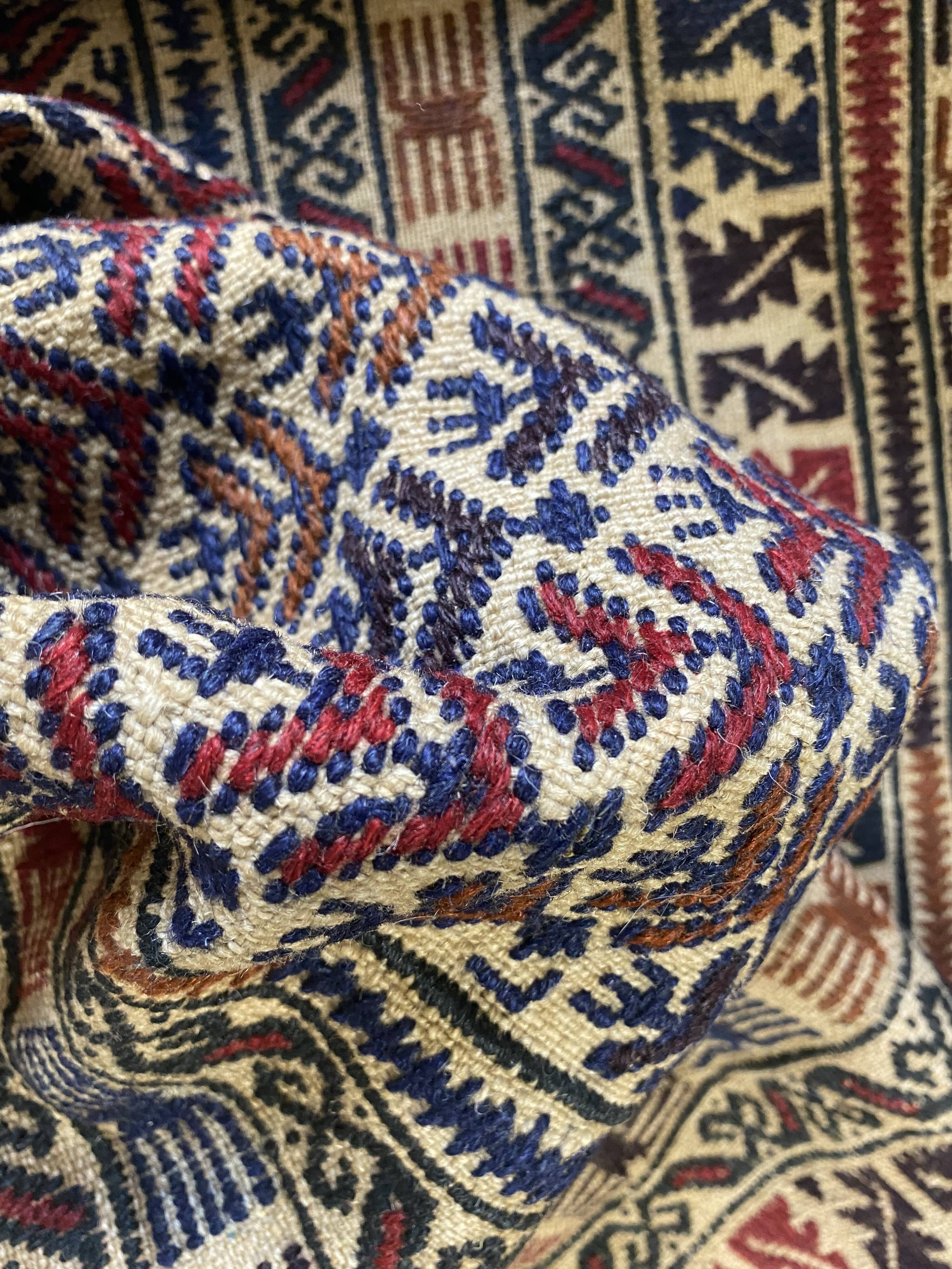 Ethnic Afghan kilim in handmade wool 200x118 cm