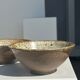 Duo of ceramic bowls interior glazed exterior matt raw earth