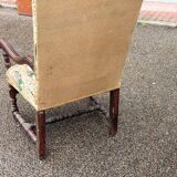 Fauteuil bobine ancien baroque france 17ème siècle tapisserie au petit point