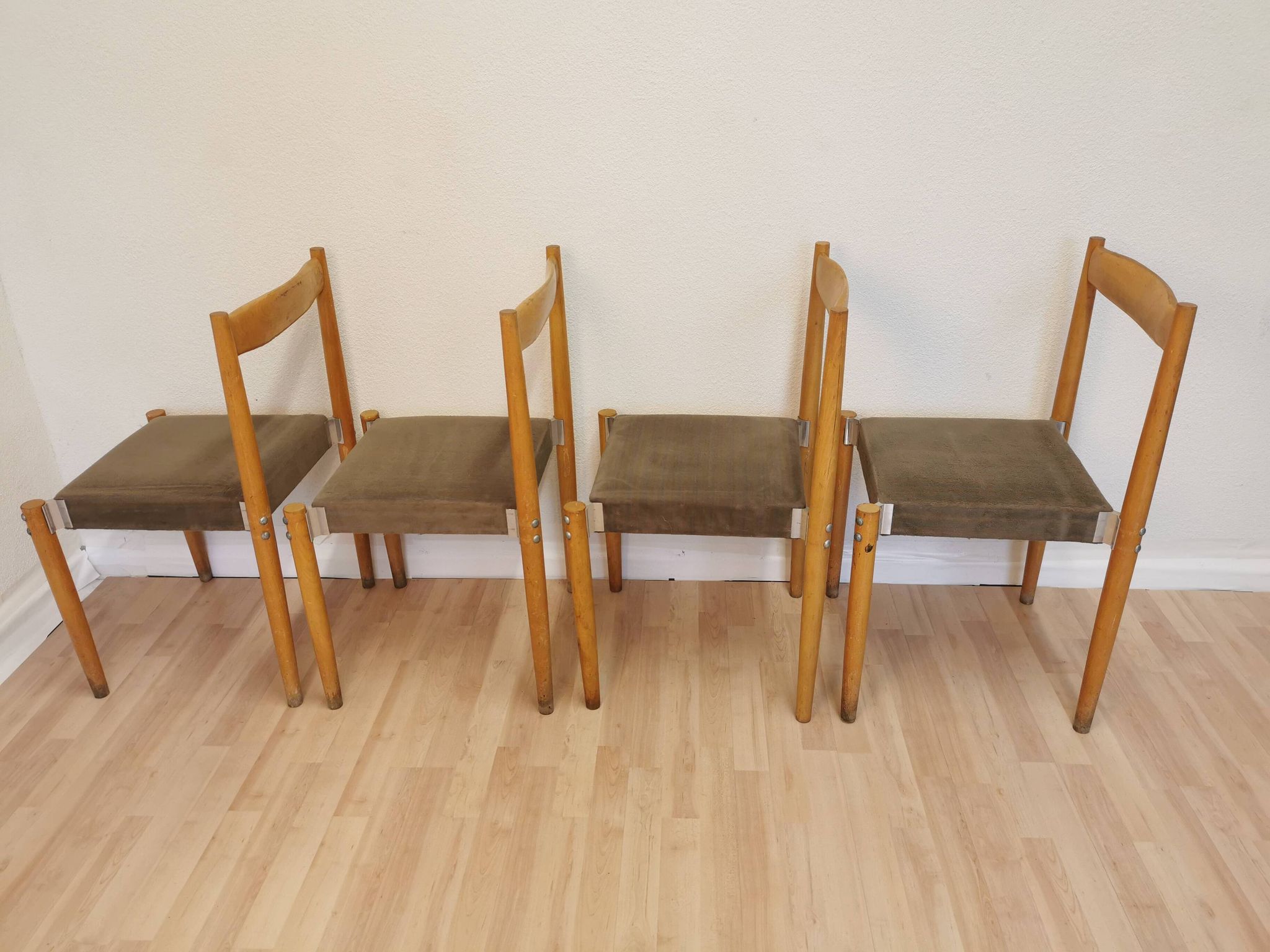 Vintage Miroslav Navratil Dining Chairs: 1970s Czechoslovakia, Gray Fabric