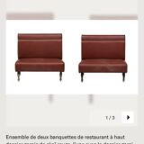 Restaurant-style bench in Bordeaux faux leather.