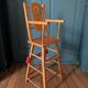 Doll high chair in wood – 1970s, foldable and on wheels