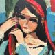 Original Swedish Oil on Canvas - "Portrait of a Young Woman" by M. Costa - Signed - Vintage and Framed - 82.5 × 67.3 cm
