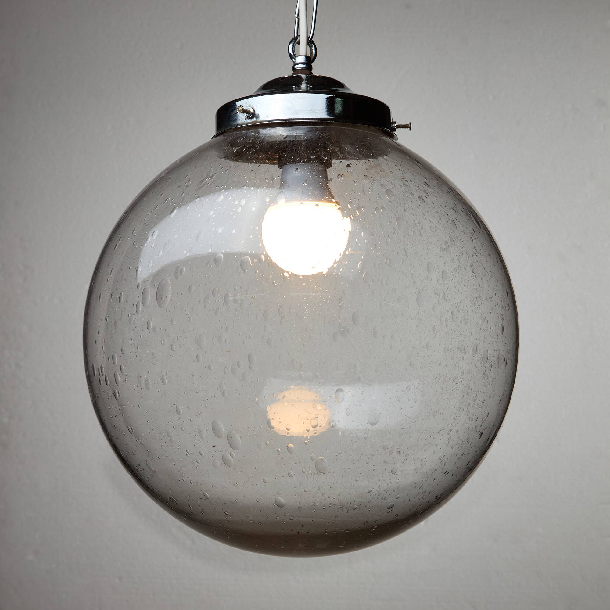 Glass and chrome globe pendant