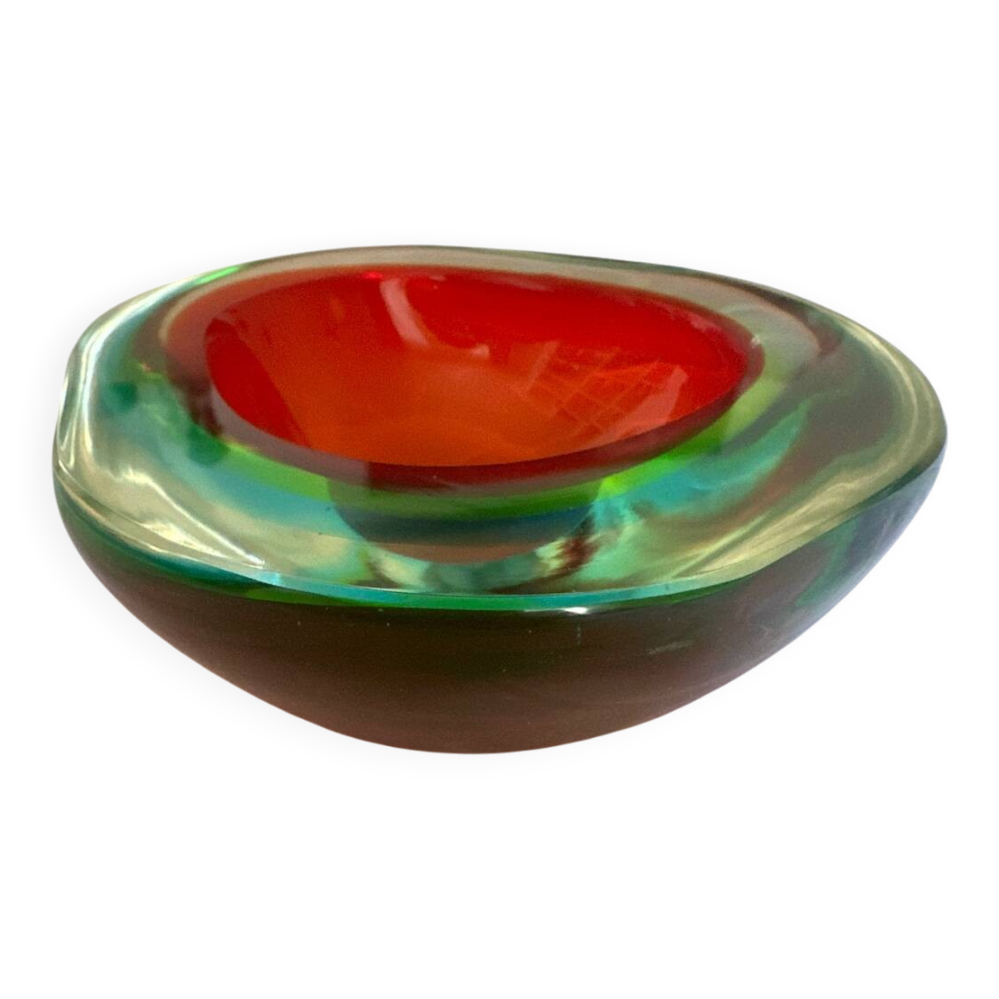 Ashtray glass "Sommerso" Flavio Poli Murano Vintage 1