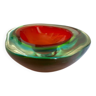 Ashtray glass "Sommerso" Flavio Poli Murano Vintage 1