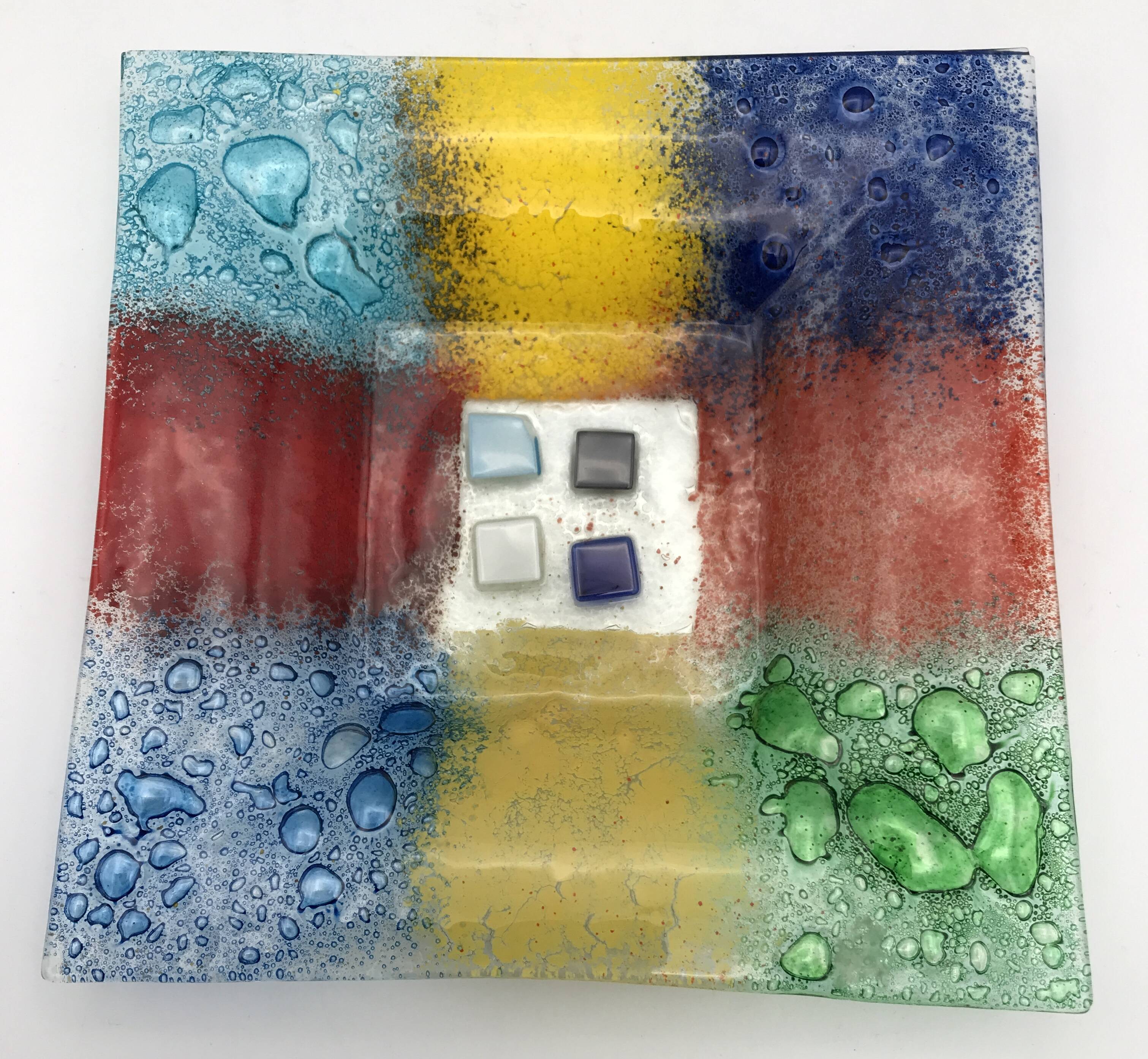 Murano art glass pocket tray, color blocks