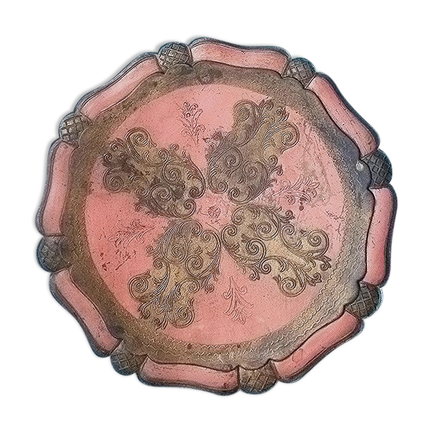 Florentine tray in painted wood, vintage