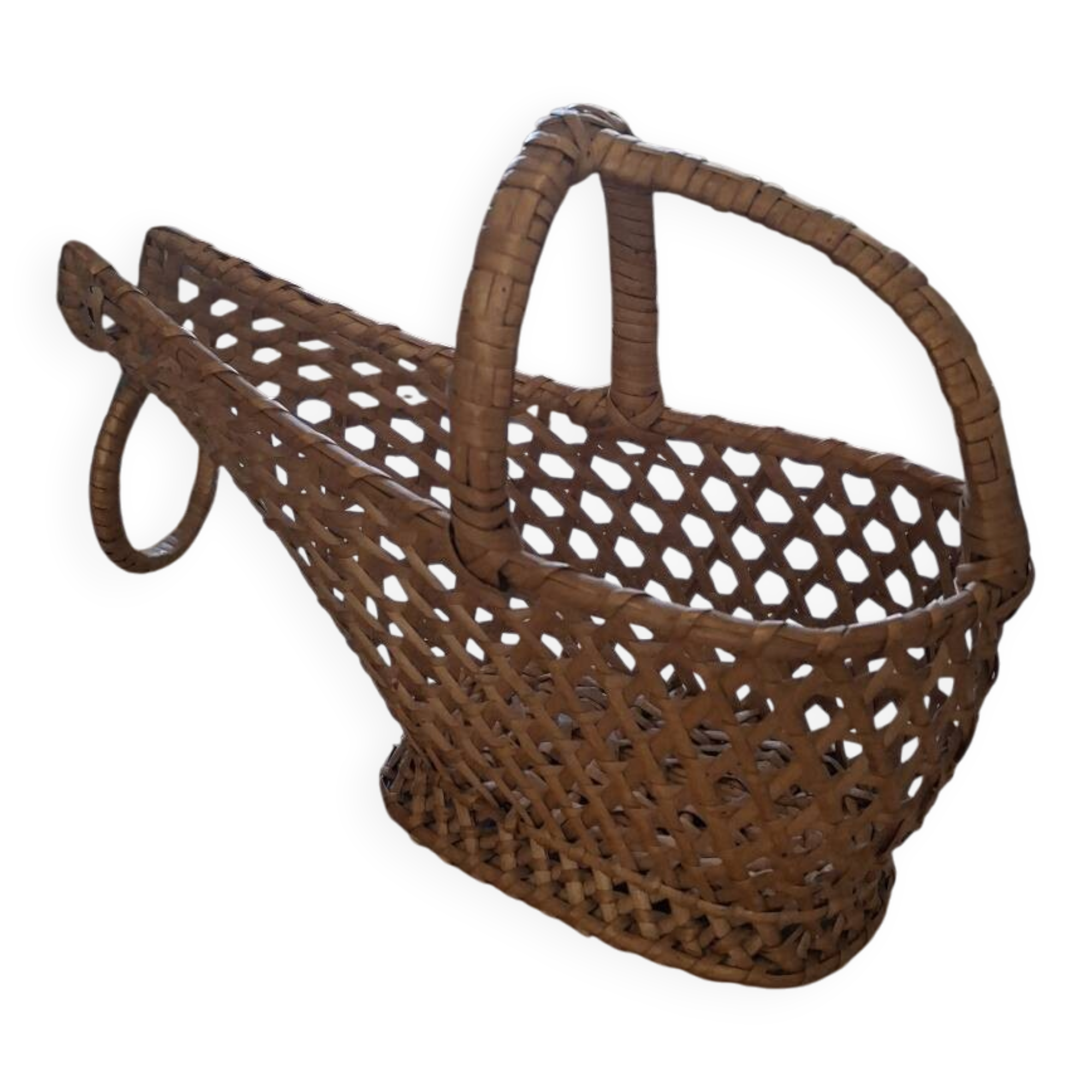 Woven wicker bottle basket