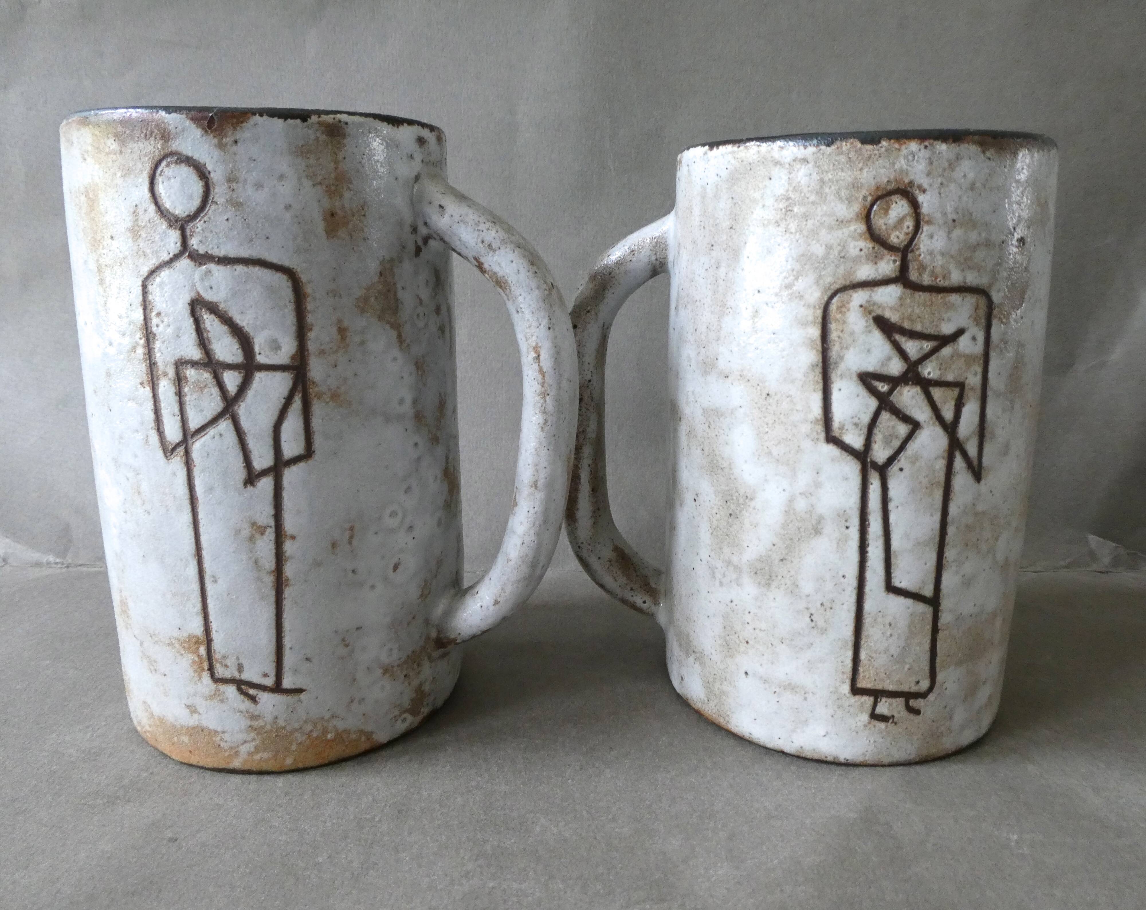 Set of 2 Kostanda ceramic mugs, 60s