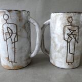 Set of 2 Kostanda ceramic mugs, 60s