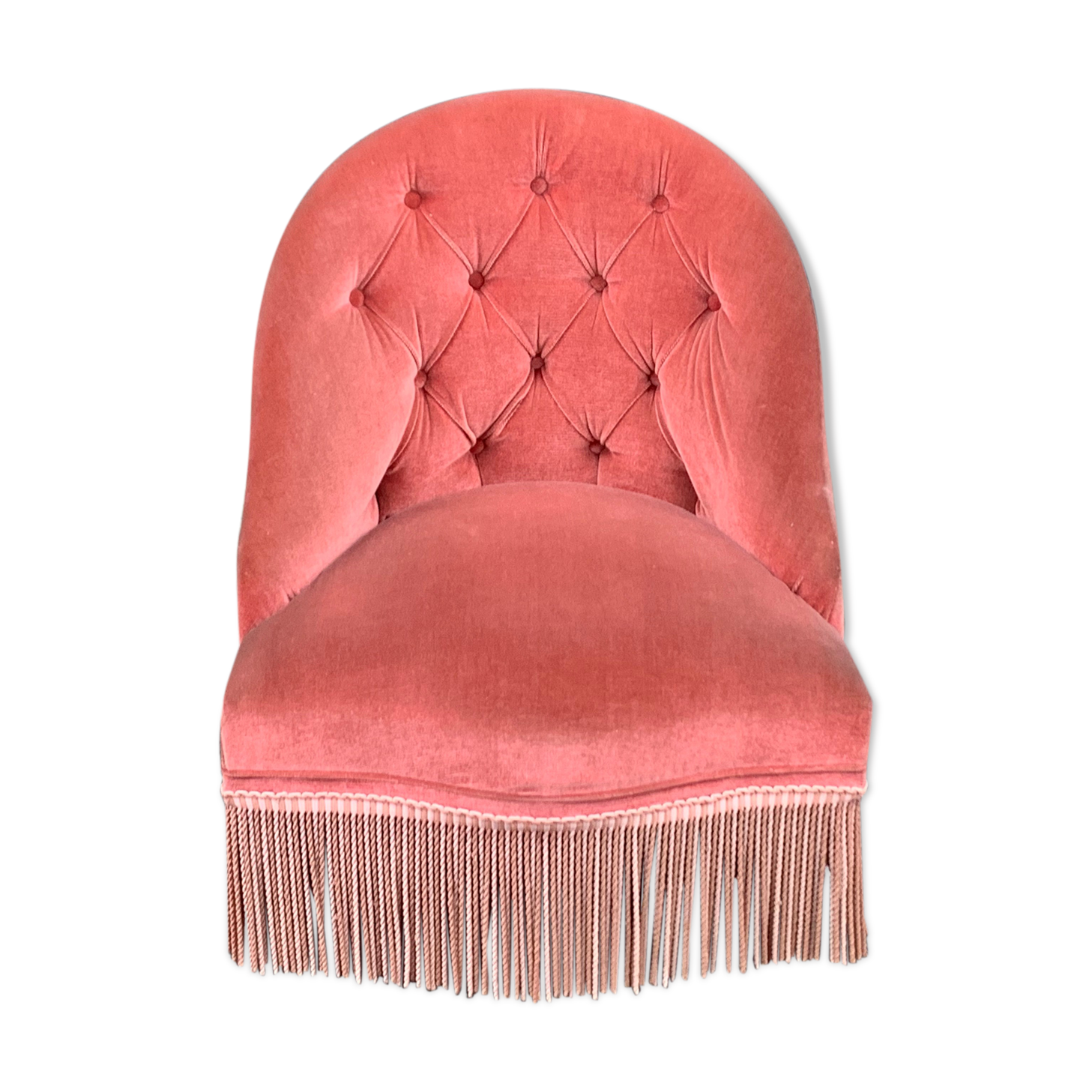 Pink velvet toad chair, 50s