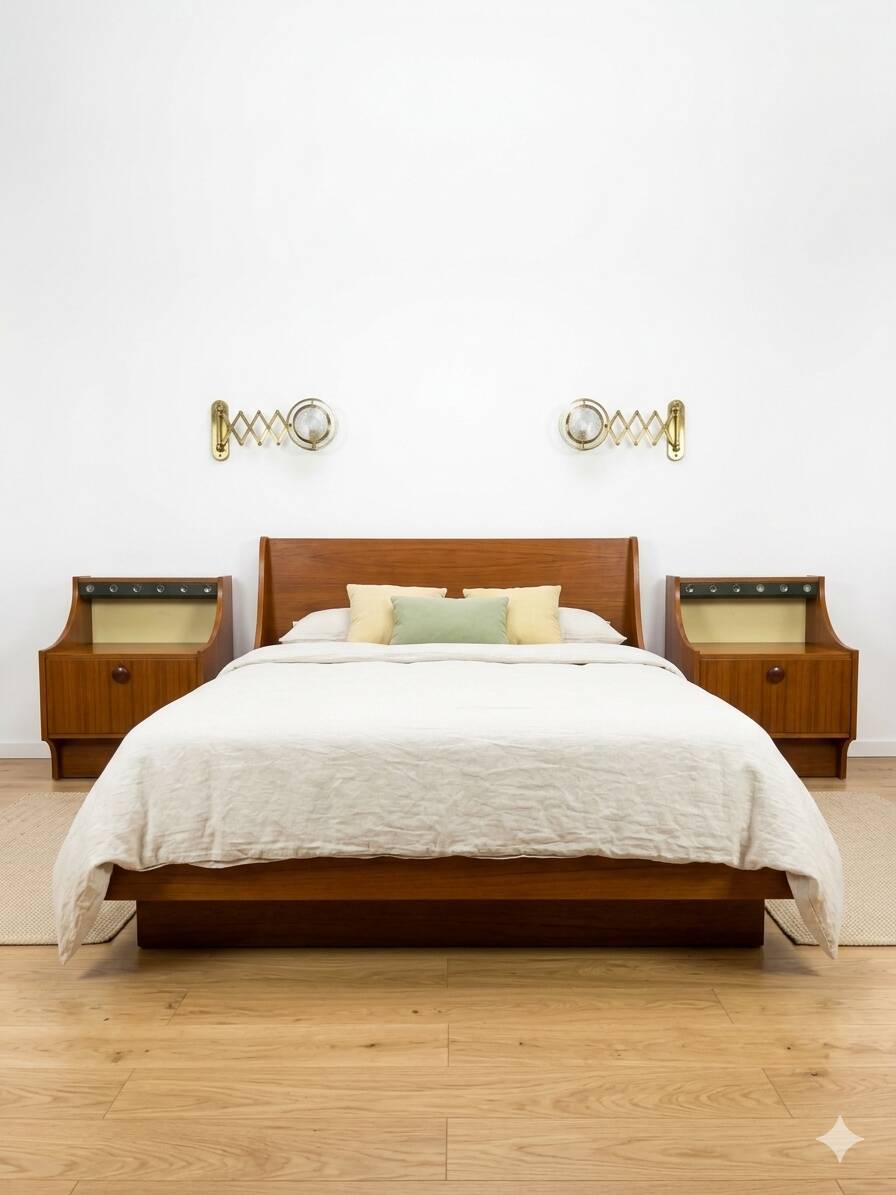 Pair of Scandinavian teak bedside tables from the 1960s.