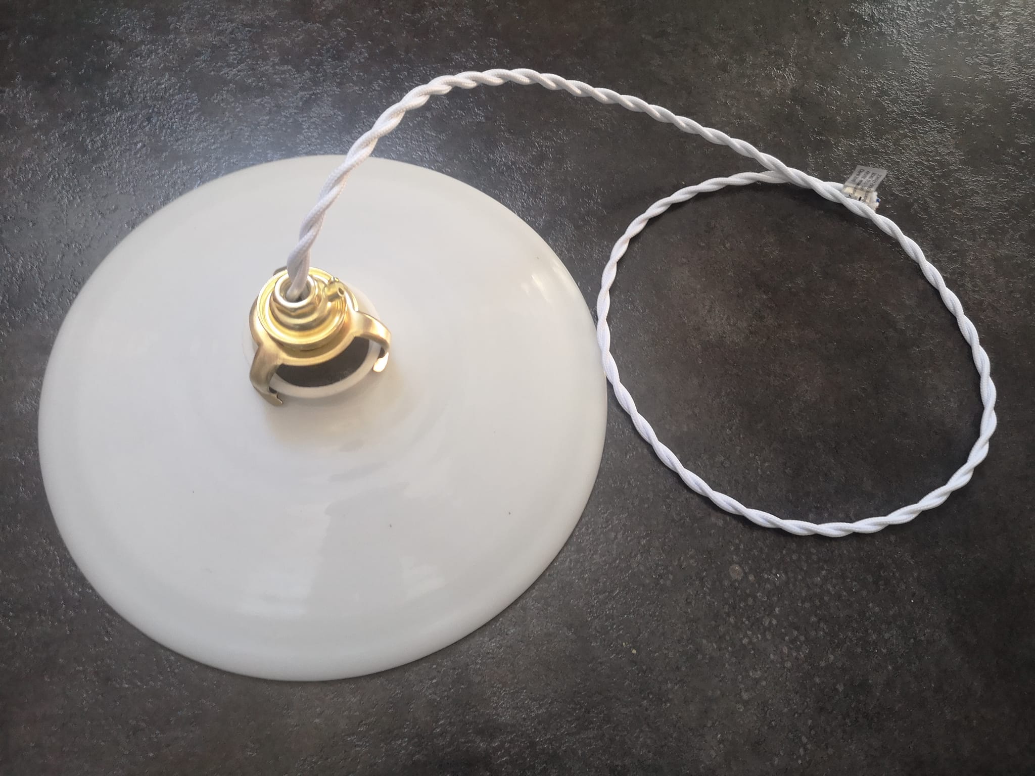 Old lampshade suspension opaline white smooth tbe art deco 1940 Ø 26 cm TBE