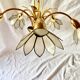 Vintage chandelier in gold metal and mother-of-pearl petals - 5 branches