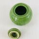 Green earthenware tea set with cabbage pattern, vintage 1970s.