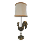 Superbe lampe vintage en laiton patiné avec coq sculpté – 62 cm