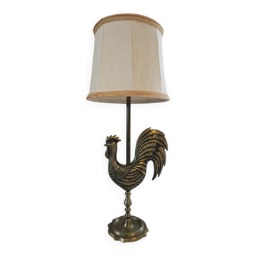 Superbe lampe vintage en laiton patiné avec coq sculpté – 62 cm
