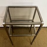 Chrome and smoked glass side table