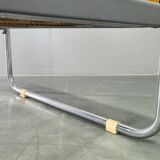 Bauhaus Tubular Steel Bed with Walnut Panels, Czechoslovakia, 1930s