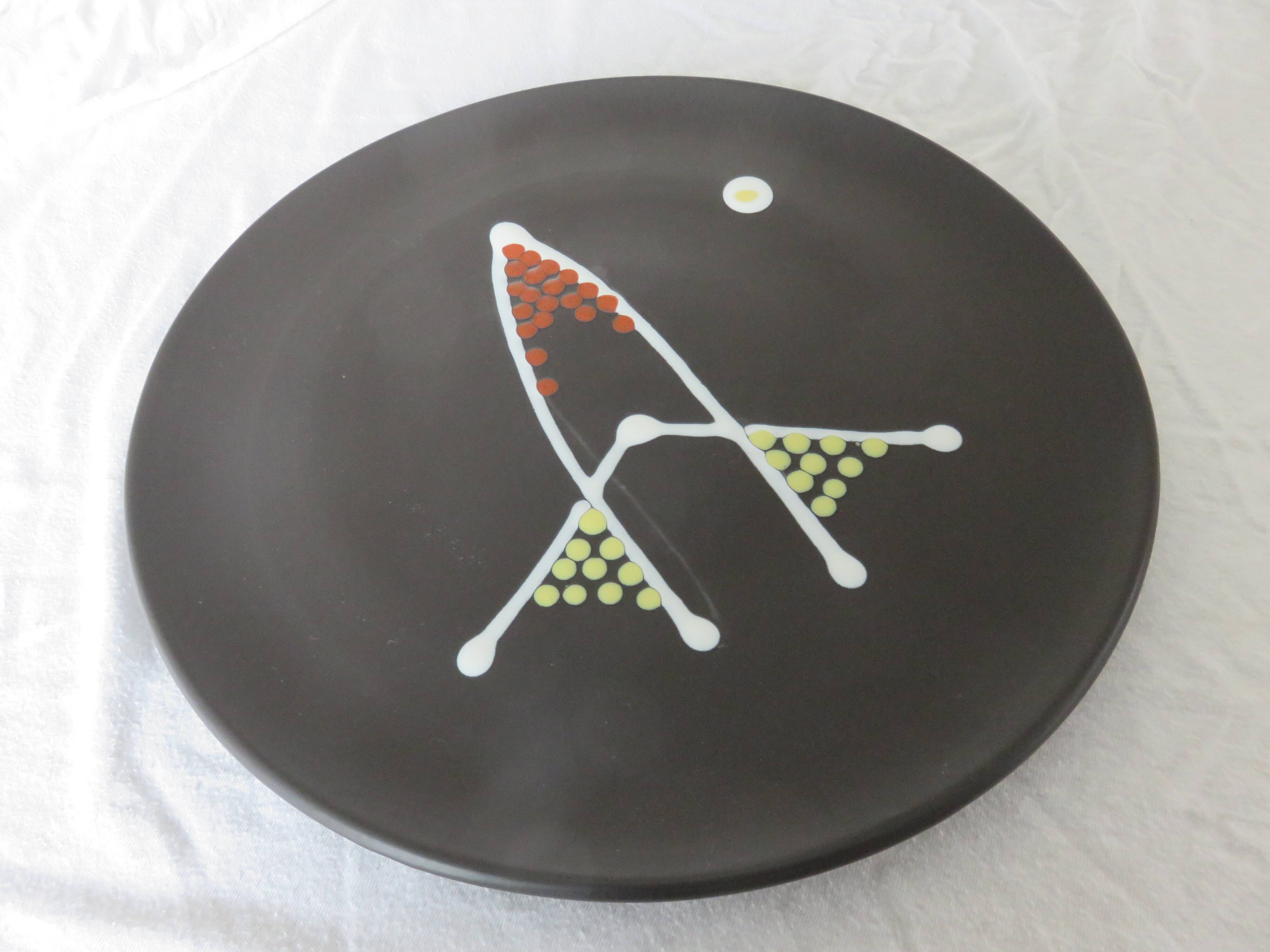 André Baud, Vallauris, large ceramic dish, glazed earthenware, 1950-1960