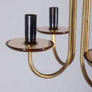 Vintage 1950s Italian-design brass and pink glass chandelier