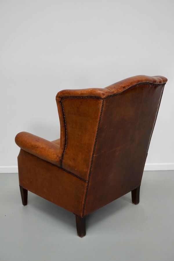 Fauteuil club vintage en cuir couleur cognac, pays-bas fauteuil club vintage en cuir couleur cognac, pays-bas