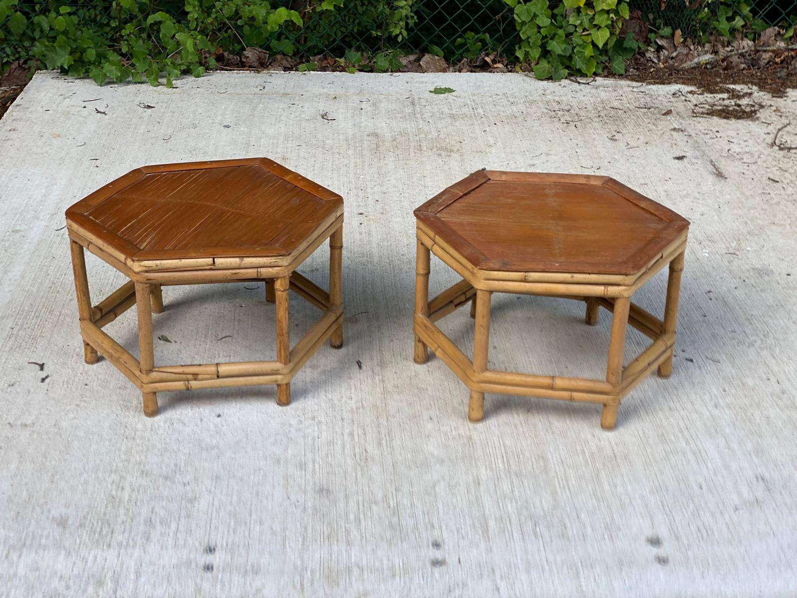 2 vintage bamboo coffee tables