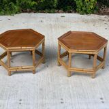 2 tables basses en bambou vintage