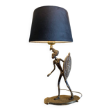 Lampe guerrier africain en bronze.